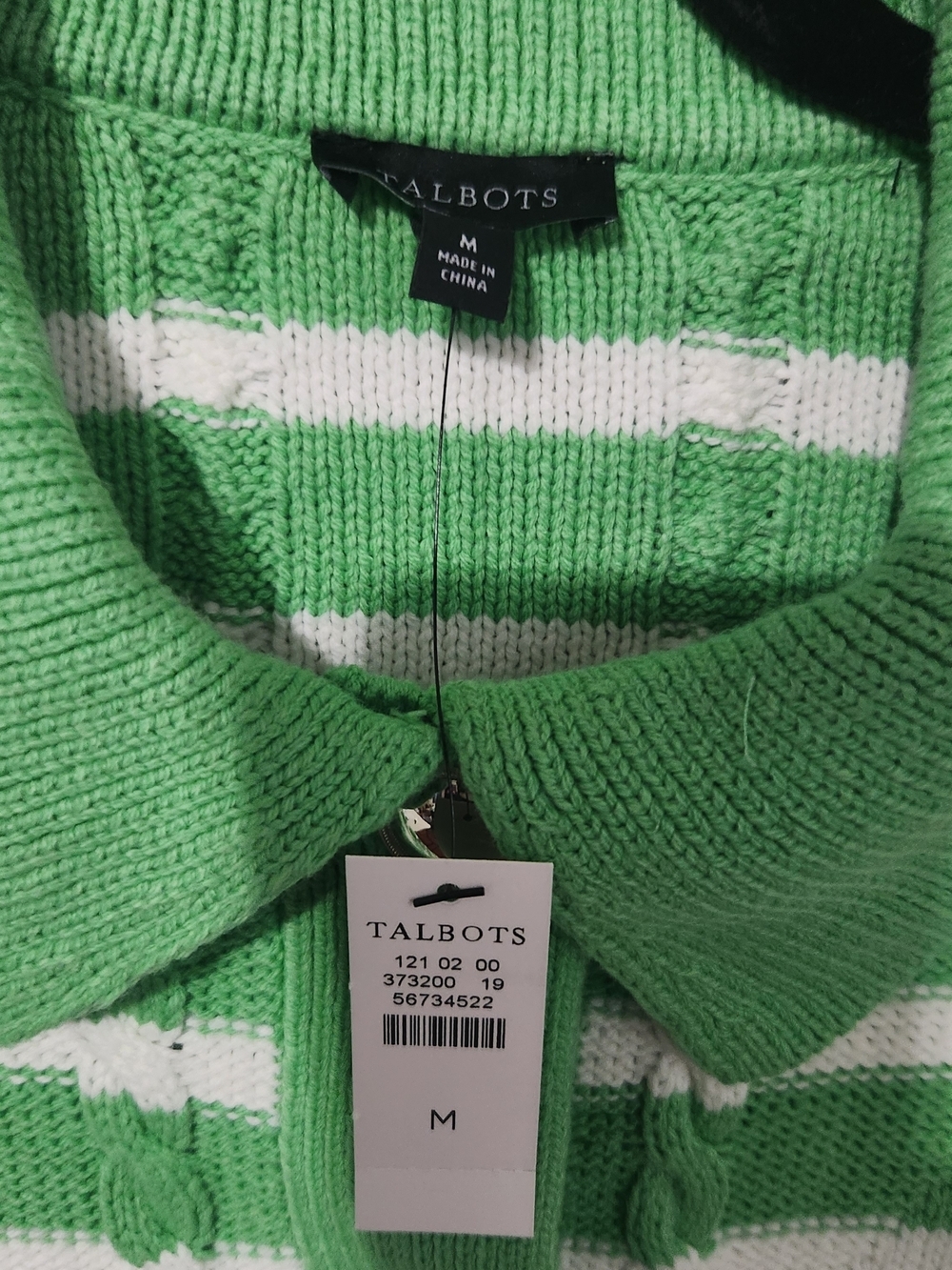 Talbots Green and White Striped Button-Up Cardigan - Picture 3 of 8